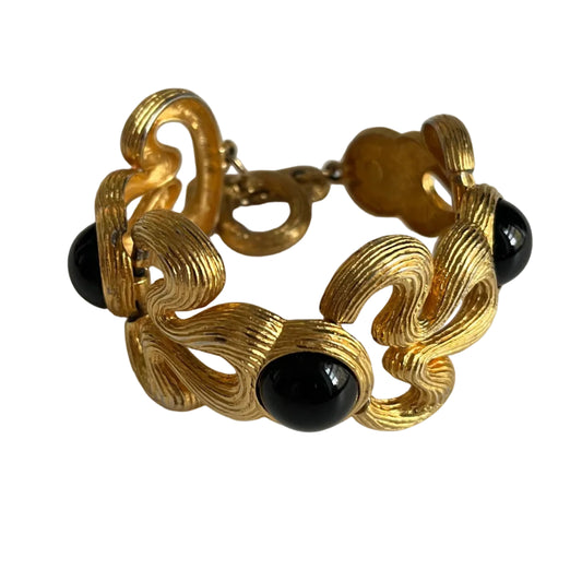 Vintage GIVENCHY clover links black cabochons