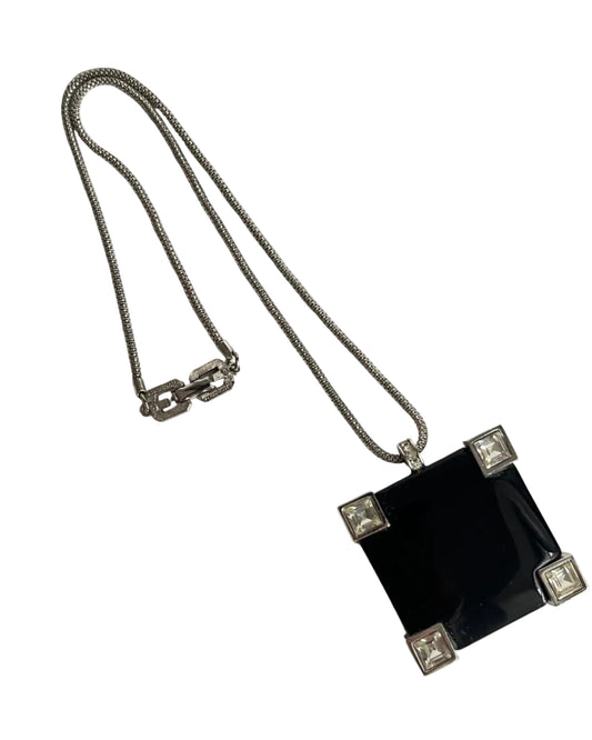Vintage GIVENCHY necklace silver tone pendant 1976