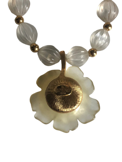 Vintage GIVENCHY necklace lucite beads rose pendant