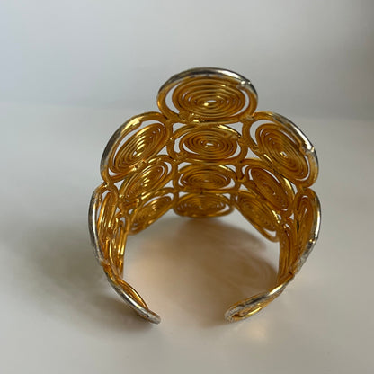 Vintage bracelet  wide gold plated runway 1980’s