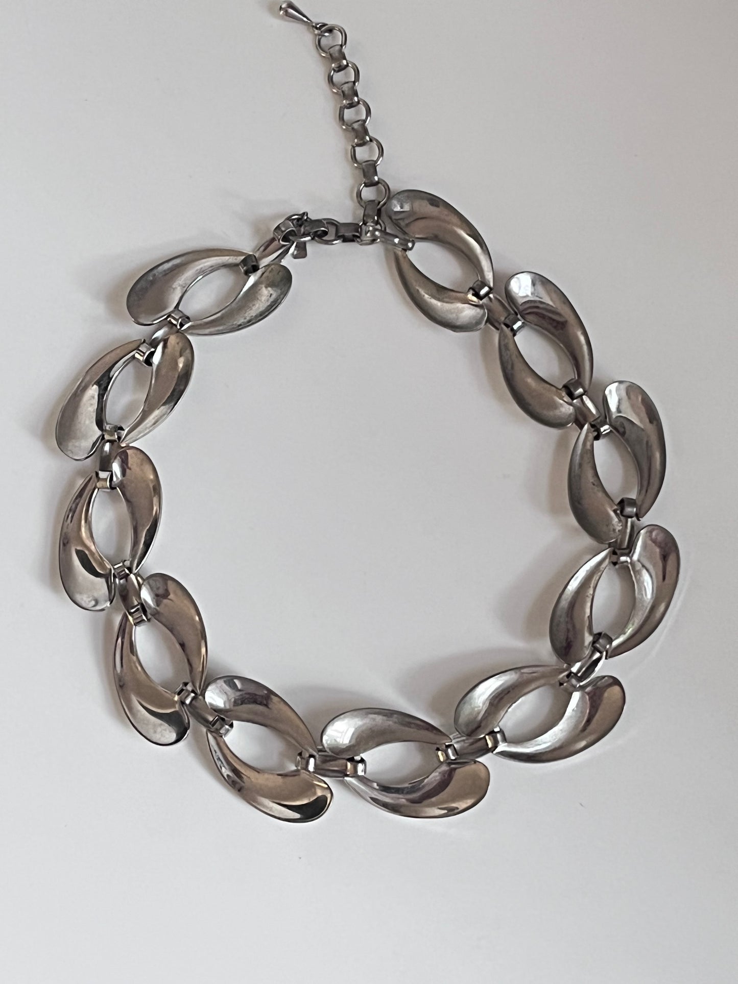Vintage Monet wide links silver tone 1950s