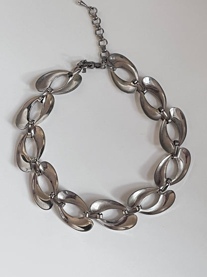 Vintage Monet wide links silver tone 1950s