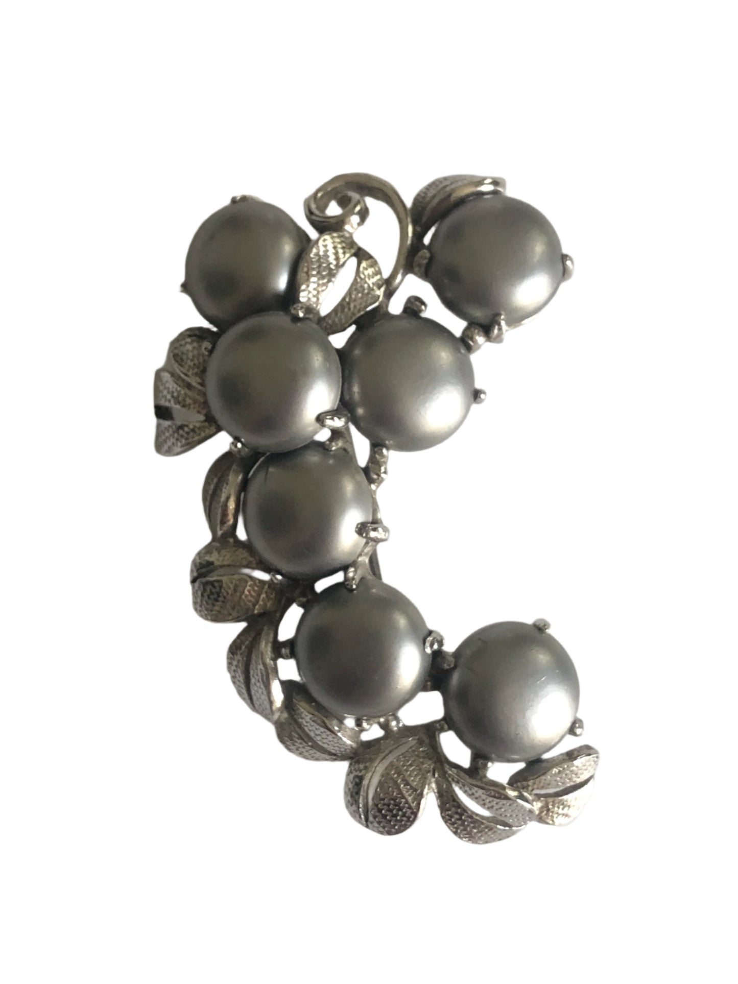 Vintage ELSA SCHIAPARELLI brooch grey pearl cabochon