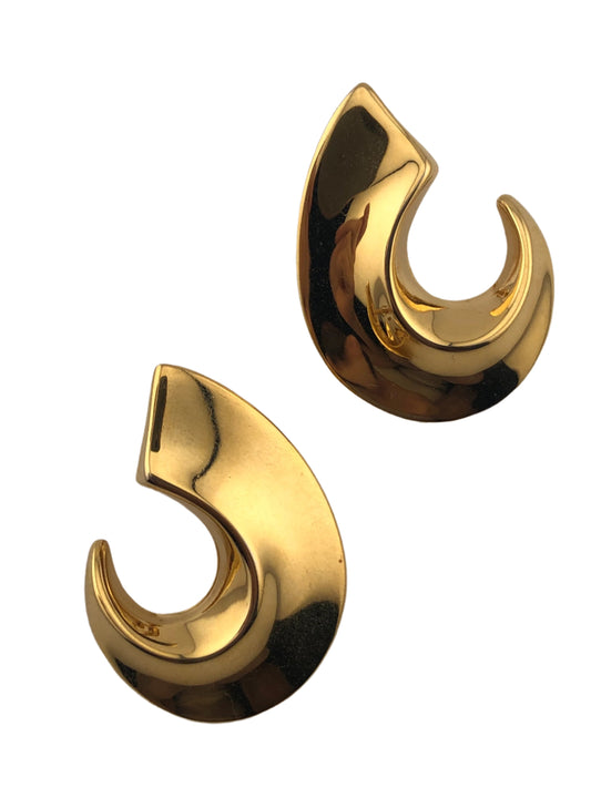 Vintage  NAPIER earrings  gold tone swirl