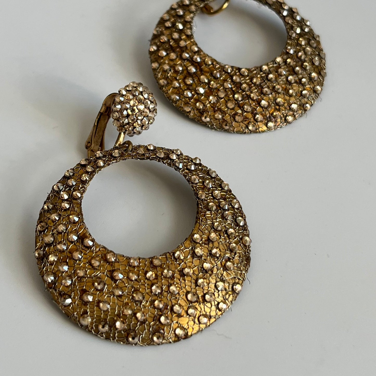 Vintage Roni Blanshay earrings Golden Shadow mesh