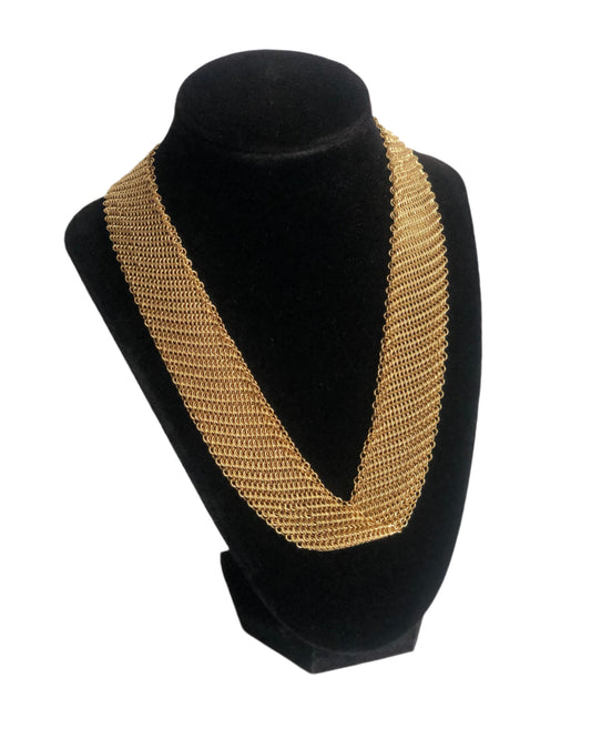 Vintage Trifari necklace metal mesh gold tone
