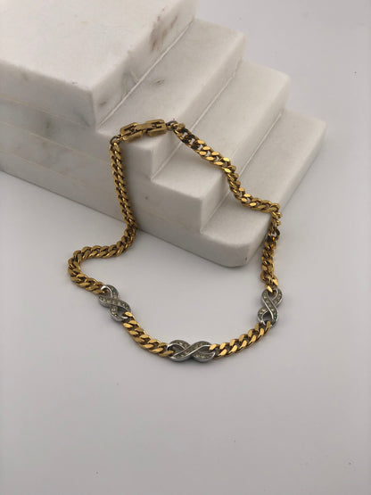 Vintage GIVENCHE necklace chain infinity links rhinestones
