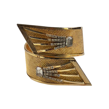 Vintage VARGAS  bracelet cuff textured mesh rhinestones
