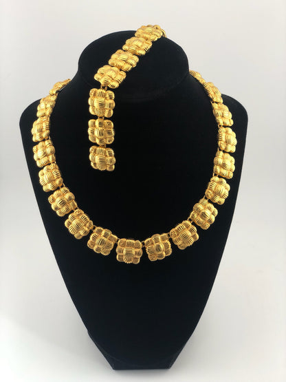 Vintage FENDI Textured Basket Weave Necklace