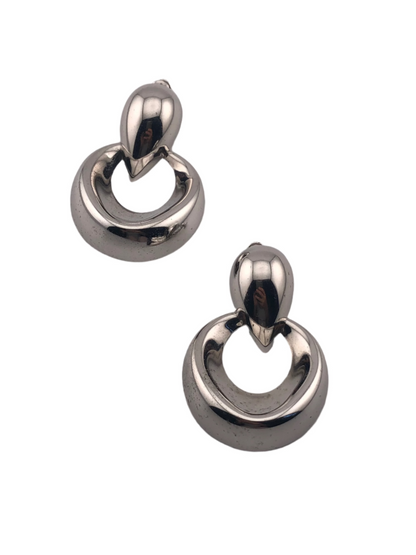 Vintage NAPIER earrings clip on silver tone dangle