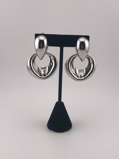 Vintage NAPIER earrings clip on silver tone dangle