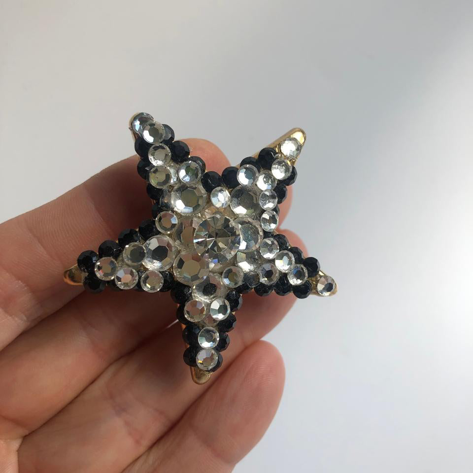 Vintage  Star  large earrings clip on rhinestones