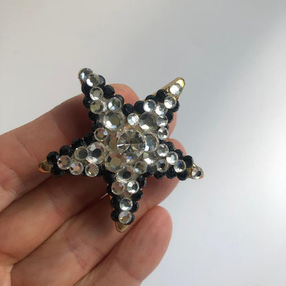 Vintage  Star  large earrings clip on rhinestones