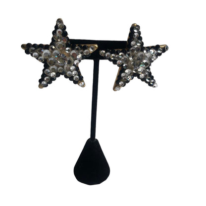 Vintage  Star  large earrings clip on rhinestones
