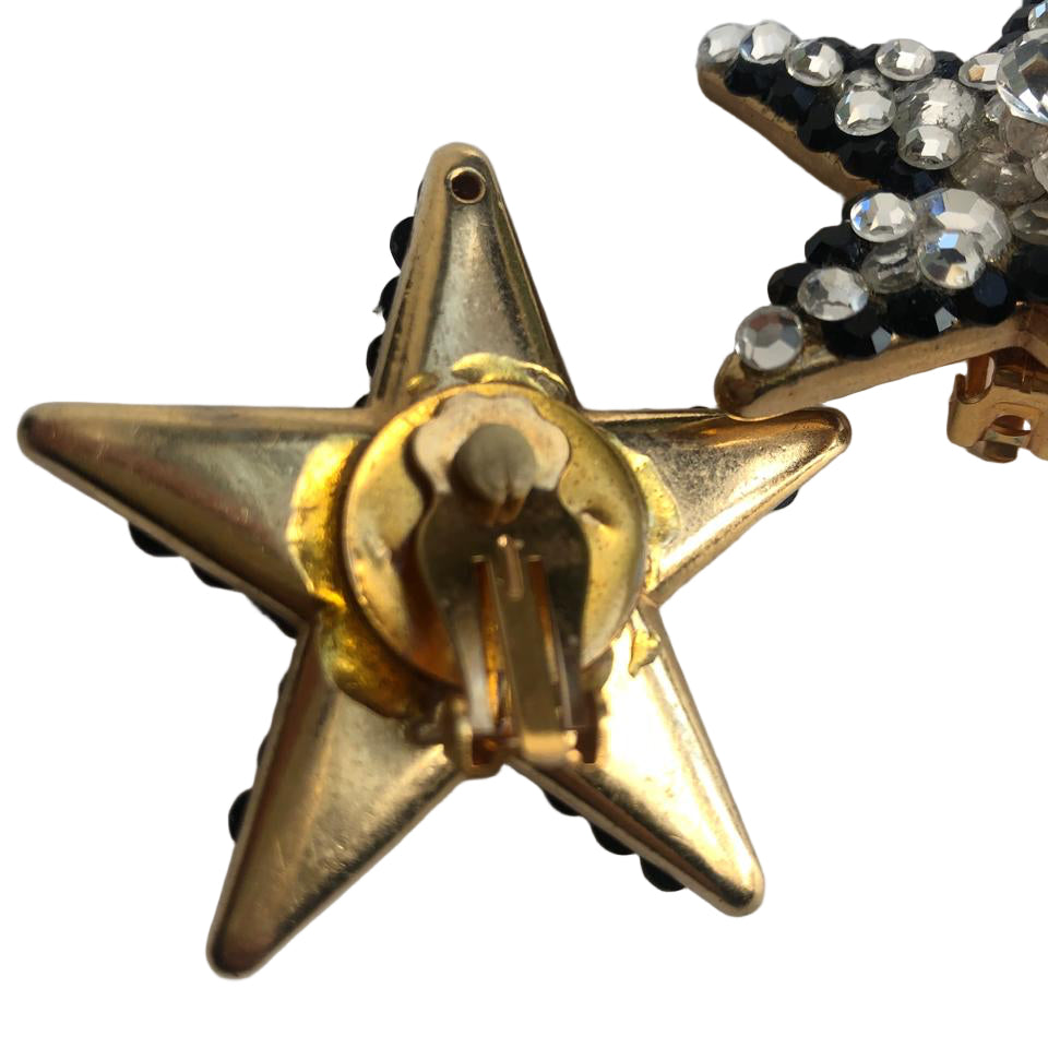 Vintage  Star  large earrings clip on rhinestones