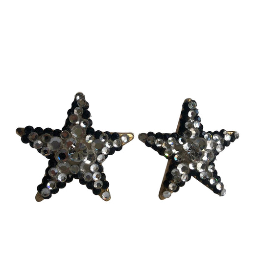 Vintage  Star  large earrings clip on rhinestones